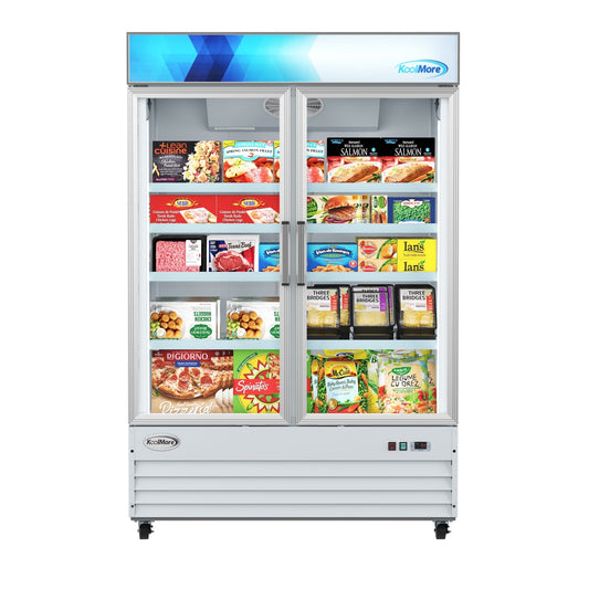 KOOLMORE 53 in. 2-Door Commercial Display Merchandiser Freezer 45 cu. ft. in White  - MDF-2GD-45C-WH