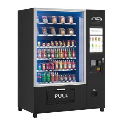 KOOLMORE KMVMRWT66EBCR Snack Vending Machine with 21.5 Inch Touch Display, 66 Slots and Elevator-Lift Dispensing System,Refrigerated, Bill and Coin Acceptor, Credit Card Reader, Wifi and 4G Connectivity in Black -  KM-VMRWT-66EBCR