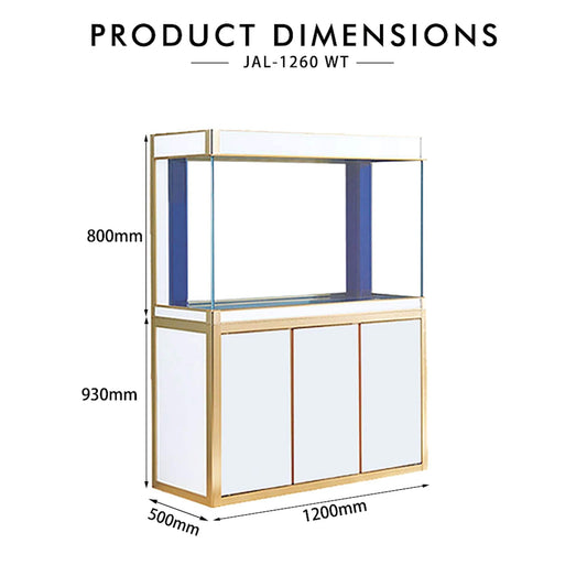 AQUA DREAM 135 GALLON TEMPERED GLASS AQUARIUM WHITE AND GOLD-AD-1260-WT