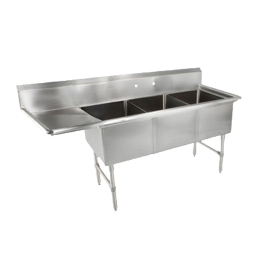 John Boos 3B244-1D24L Three-Compartment Sink with 24" Left Drainboard - JB3B2441D24L