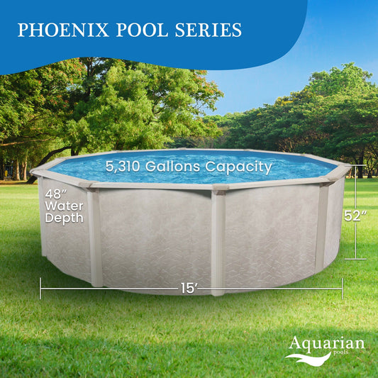Aquarian Phoenix Series 15 Foot x 52 Inch Steel Frame Swimming Pool (For Parts) - 244096