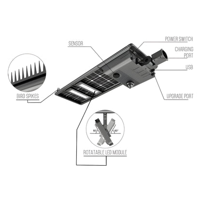 AVS Energy Solar LED Street Light 30 Watt 6091 Lumens 5000K Smart Street Light Parking Lot Light Solar All in One Street Light  - AVS-AI1SE-30W