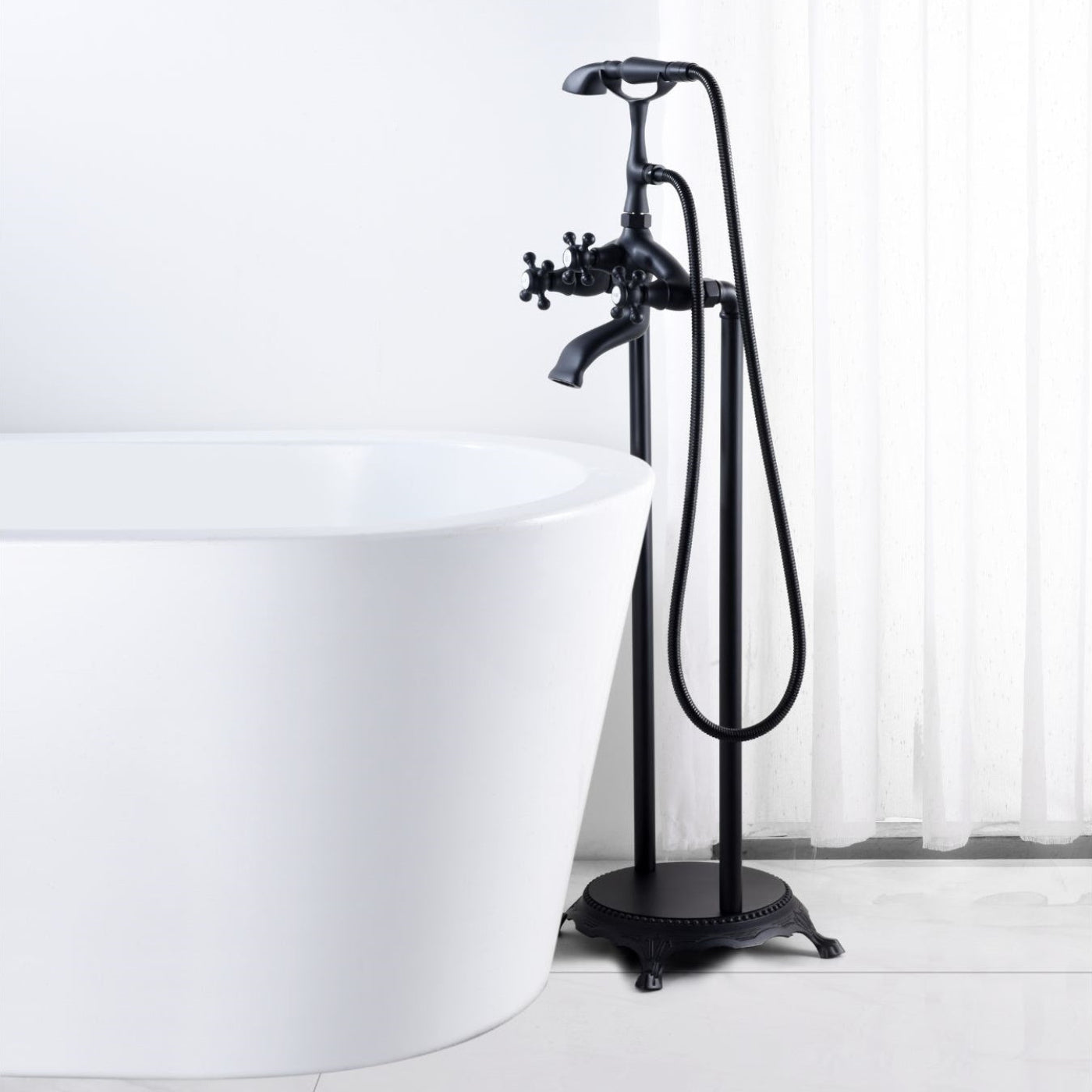 Anzzi Tugela 3-Handle Claw Foot Tub Faucet with Hand Shower FS-AZ0052 - FS-AZ0052BN