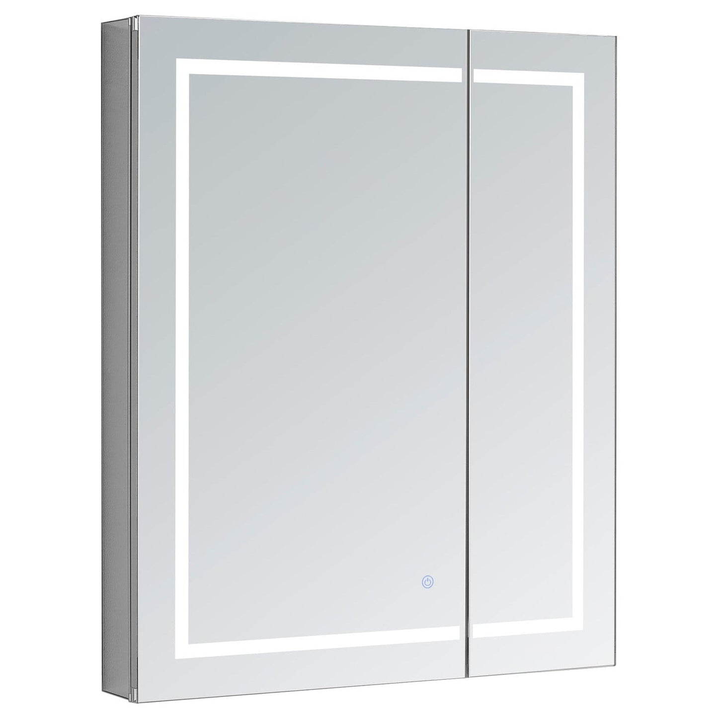 Aquadom Royale Basic 30" x 30" Single View Right Hinged Recessed or Surface Mount Medicine Cabinet With LED Lighting, Touch Screen Button, Dimmer - RB-3030-N