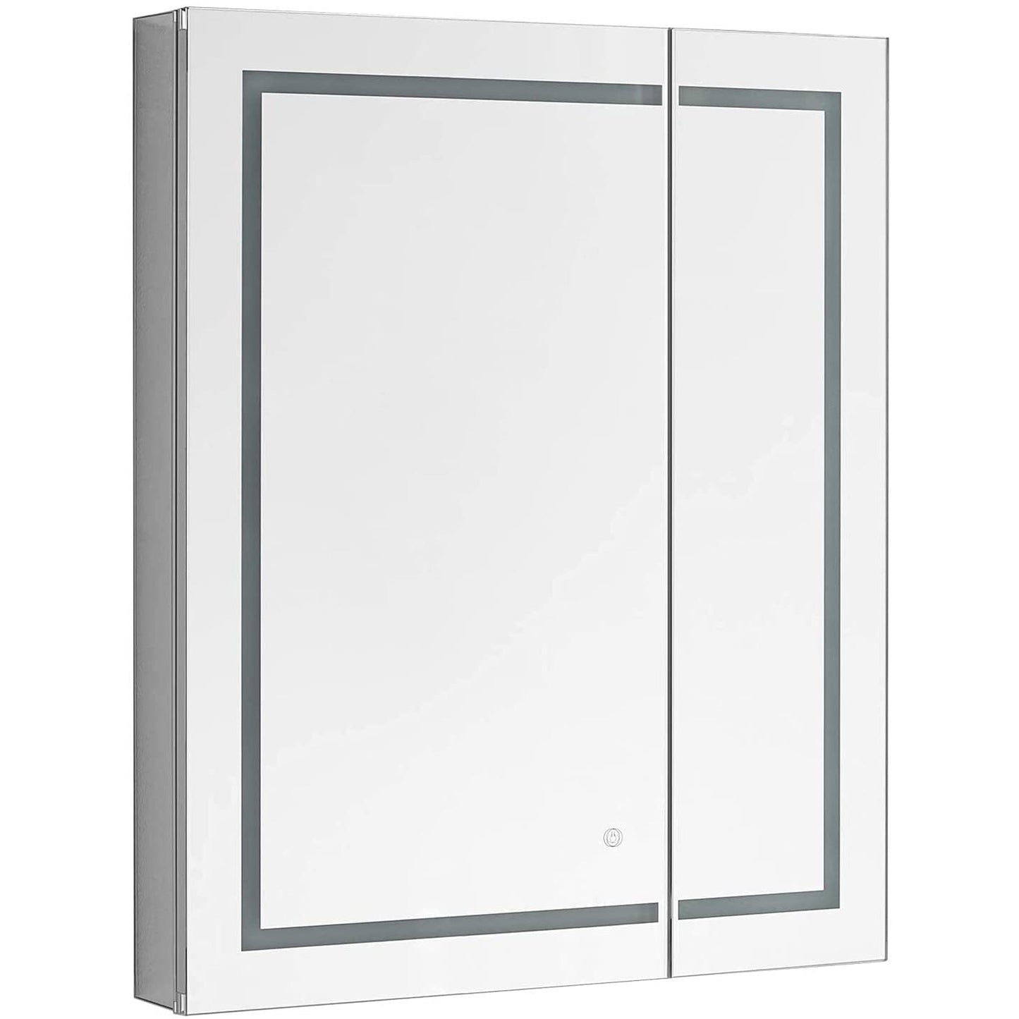 Aquadom Royale Plus 30" x 30" Square Recessed or Surface Mount Bi-View LED Lighted Bathroom Medicine Cabinet With Defogger, Electrical Outlet, Magnifying Mirror - RP-3030-N