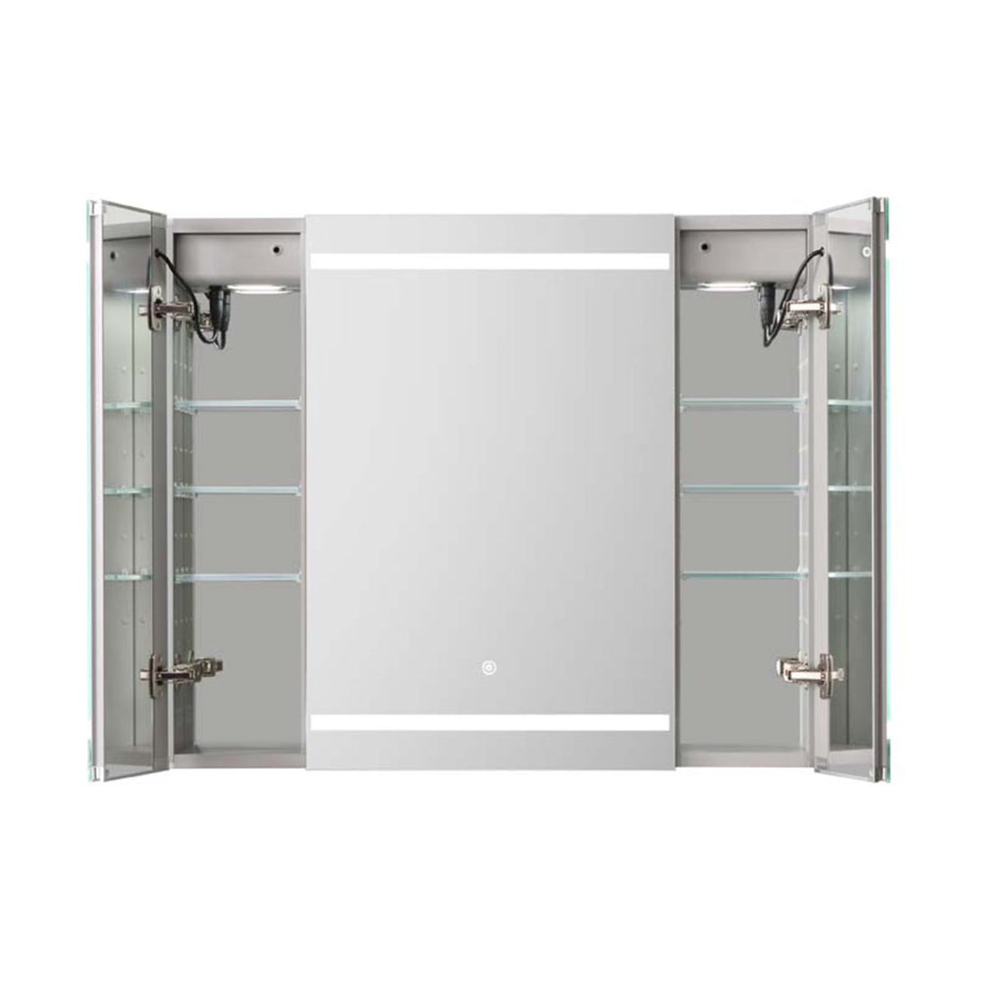 Aquadom Royale Plus 36" x 36" Triple-Door LED Lighted Medicine Cabinet With Defogger, Integrated LED 3X Magnifying Mirror and Electrical Outlet With USB - RP3-3636-N