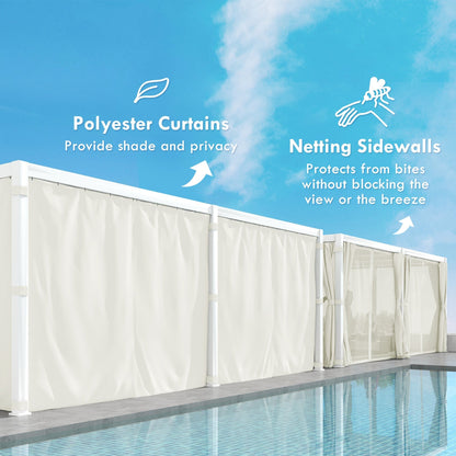 Outsunny 12' x 19' Pergola with Adjustable Louvered, Outdoor Pergola with Curtains and Netting, Cream White - 84C-509V00WT