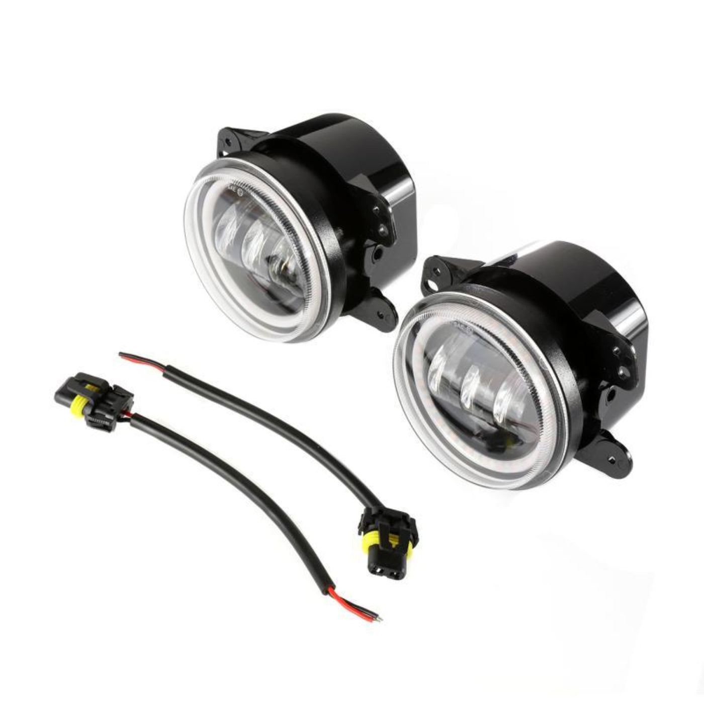 Auxbeam 7" LED Halo Headlights + 4" Inch LED Fog Lights with DRL + 5D-PRO 52" Straight LED Light Bar + Windshield Mounting Brackets + 18W Spot Beam Pod Lights Set for for Jeep Wrangler JK - GP00007760