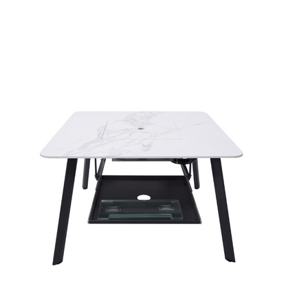 Elementi Plus Helsinki Marble Porcelain Dining fire Table with lid cover silo