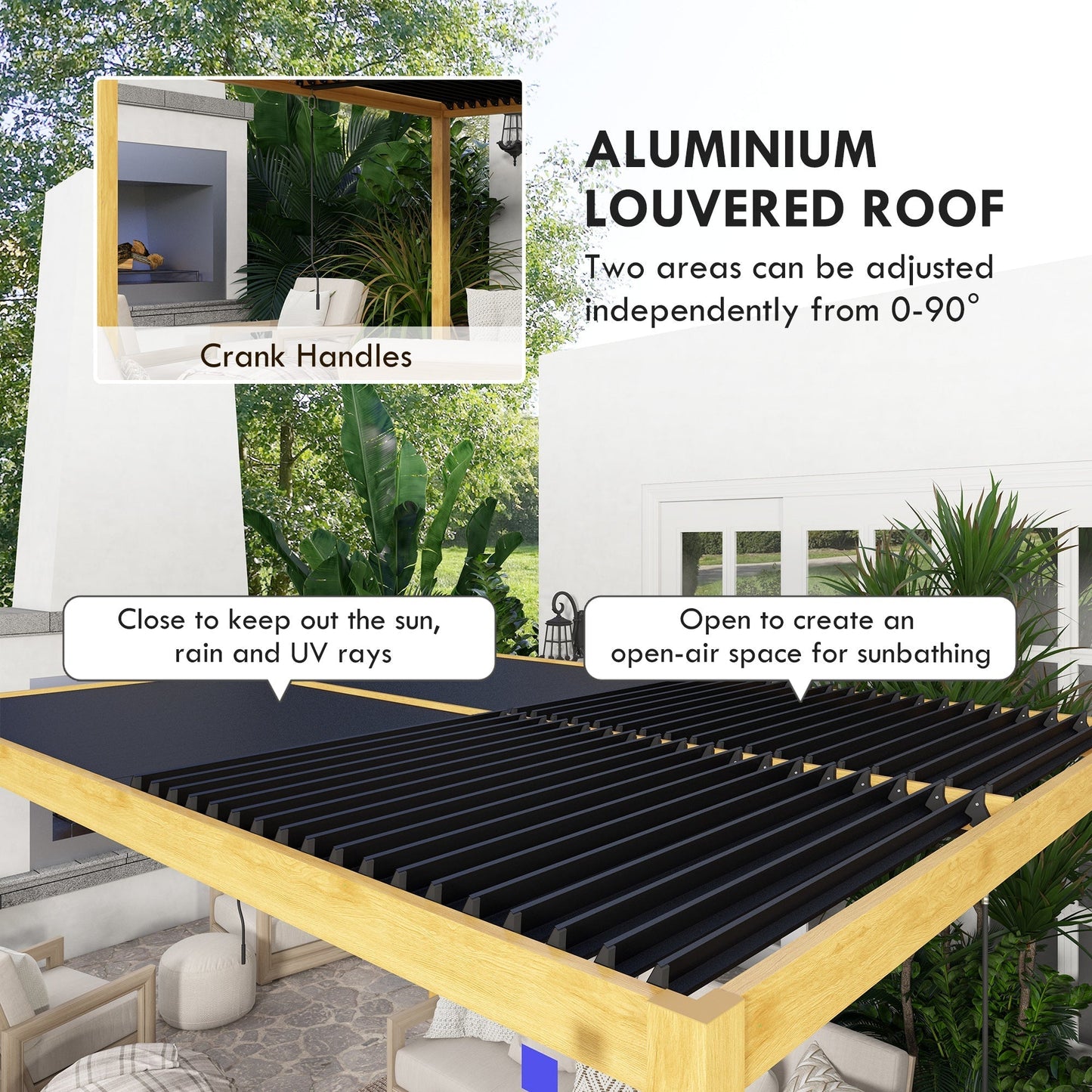 Outsunny 10' x 13' Aluminum Louvered Pergola with Adjustable Roof, Hardtop Gazebo for Outdoor Spaces, Gray - 84C-454V01ND