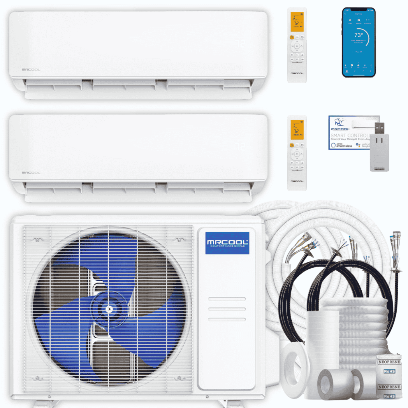MRCOOL DIY 5th Gen 2-Zone 36,000 BTU Ductless Mini Split Air Conditioner & Heat Pump with Pre-Charged Line Sets (18K+18K), -  DIYM236HP