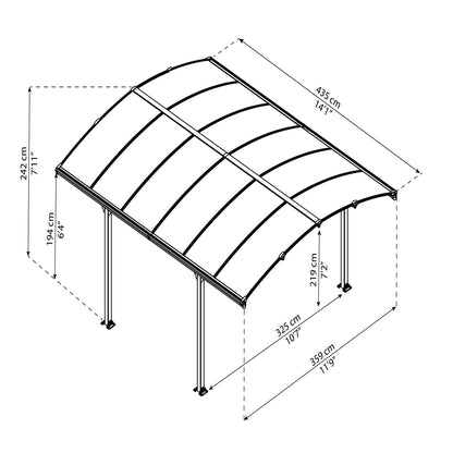Palram - Canopia | Tucson 4300 12x14 Ft Gazebo - Gray - HG9161