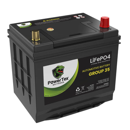 PowerTex 2018 Infiniti QX60 Car Battery BCI Group 35 / Q85 Lithium LiFePO4 Automotive Battery - PTLG35-32