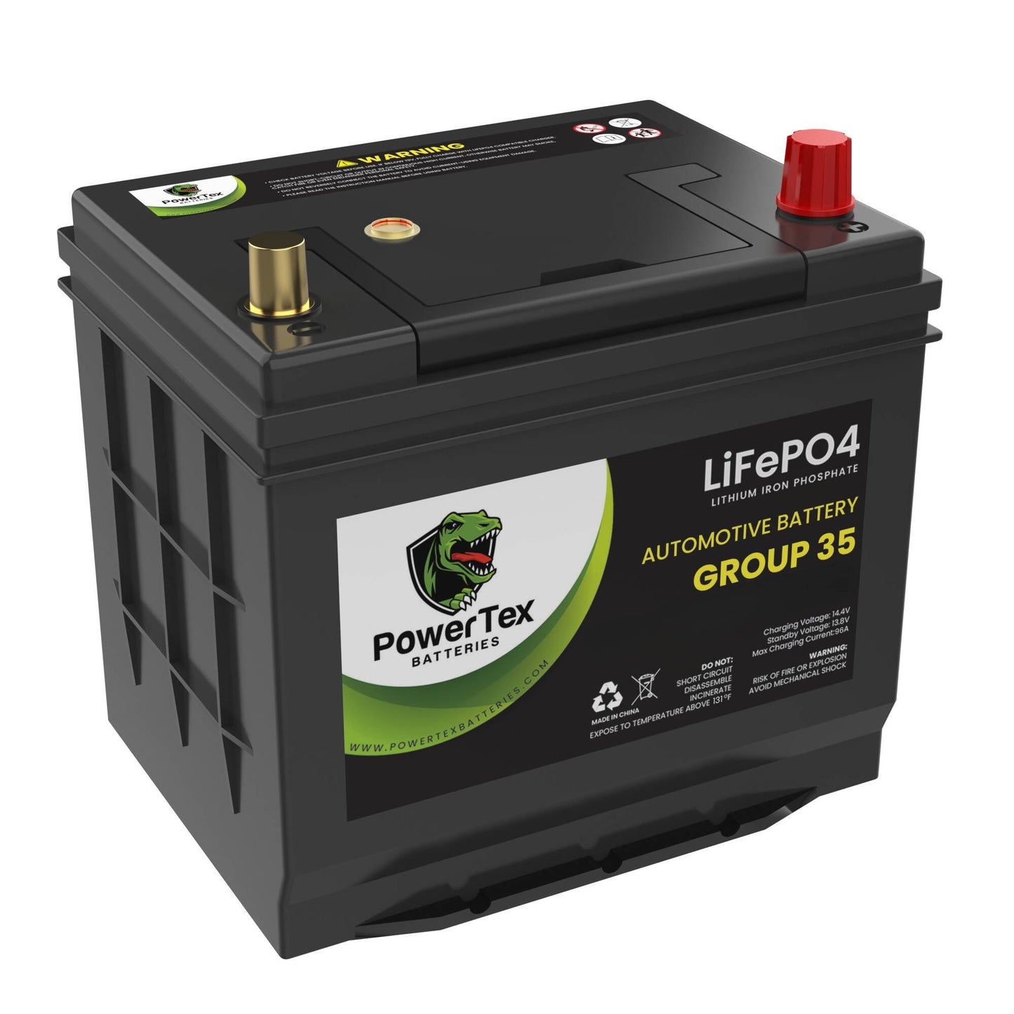 PowerTex 2018 Nissan 370Z Car Battery BCI Group 35 / Q85 Lithium LiFePO4 Automotive Battery - PTLG35-243