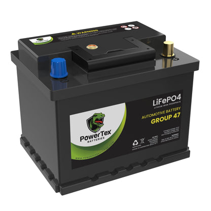 PowerTex 2004 Mini Cooper Car Battery BCI Group 47 H5 Lithium LiFePO4 Replacement Automotive Battery - PTLG47-465