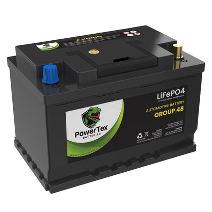 PowerTex 2023 Lexus LS500h V6 3.5L Replacement Car Battery BCI Group 48 Lithium LiFePO4 Automotive Powertex Battery - PTLG48-0414