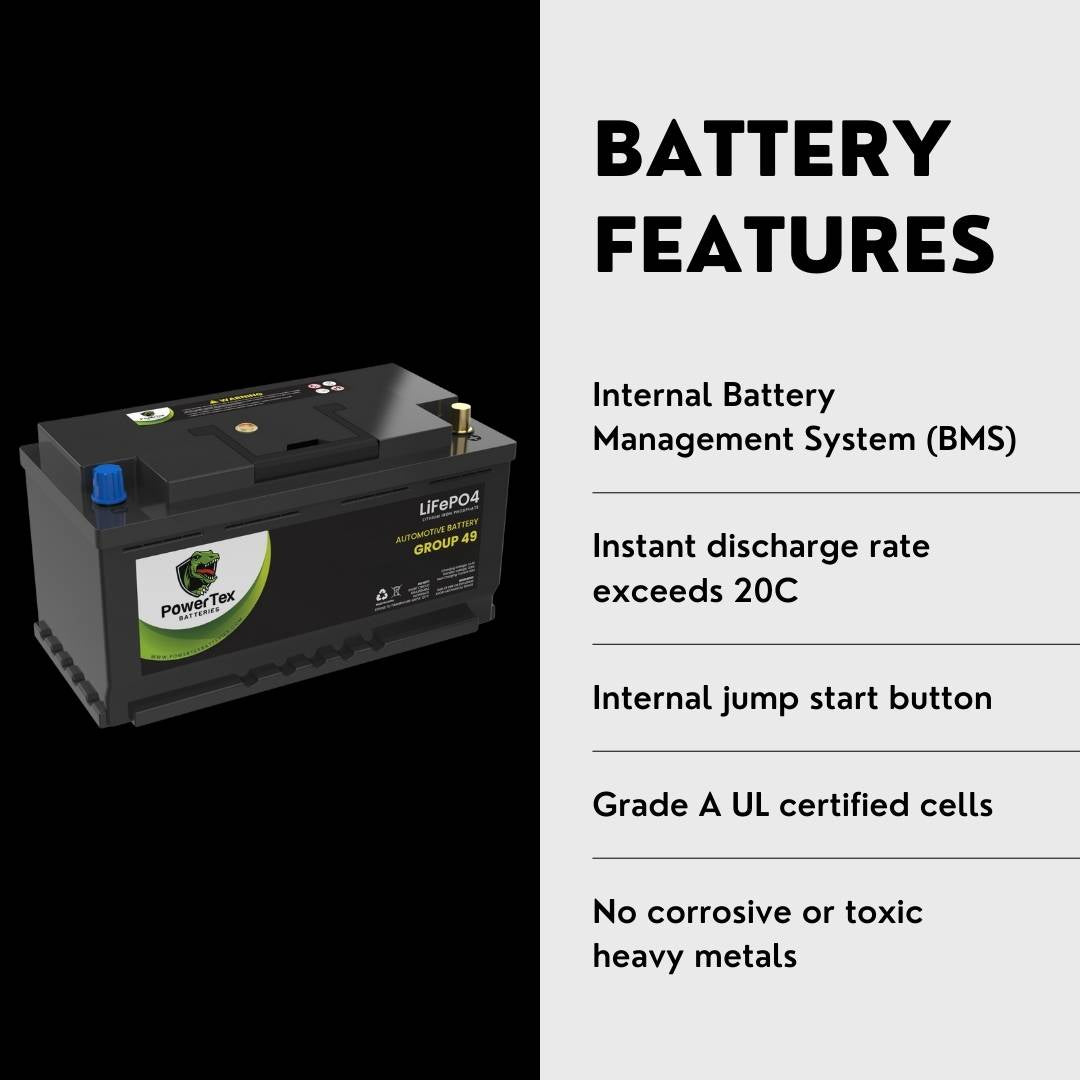2023 Audi Q7 V6 3.0LReplacement Car Battery BCI Group 49 Lithium LiFePO4 Automotive Powertex Battery