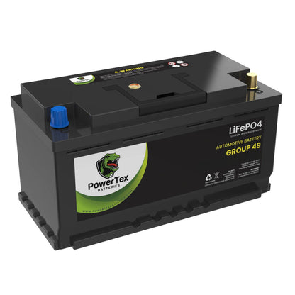 PowerTex 2022 BMW 740I L6 3.0LReplacement Car Battery BCI Group 49 Lithium LiFePO4 Automotive Powertex Battery - PTLG49-0157