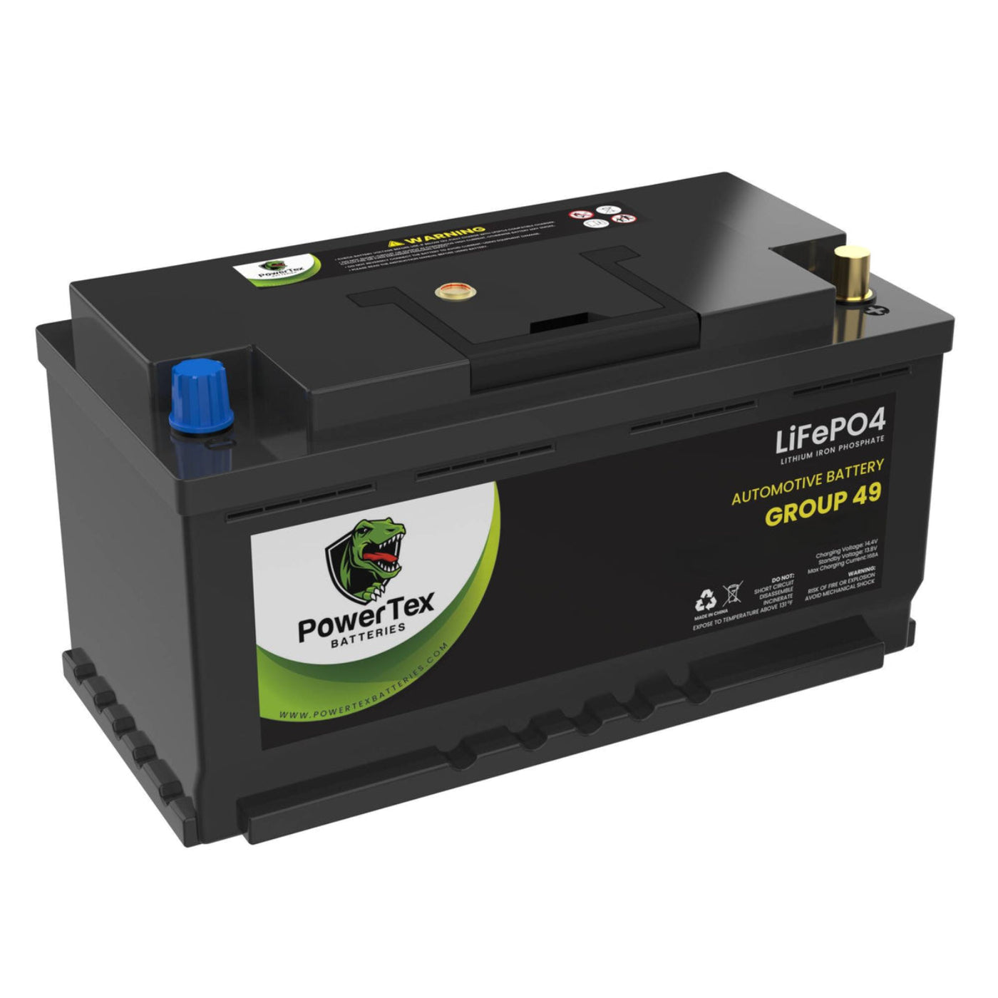 PowerTex 2022 Audi S8 V8 4.0LReplacement Car Battery BCI Group 49 Lithium LiFePO4 Automotive Powertex Battery - PTLG49-0211