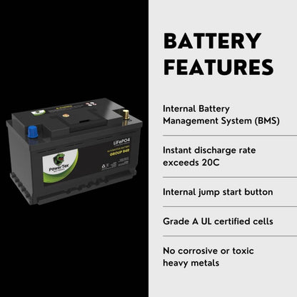 PowerTex 2018 Mercedes-Benz C63 AMG Car Battery BCI Group 94R / H7 Lithium LiFePO4 Automotive Battery - PTLG94R-1043