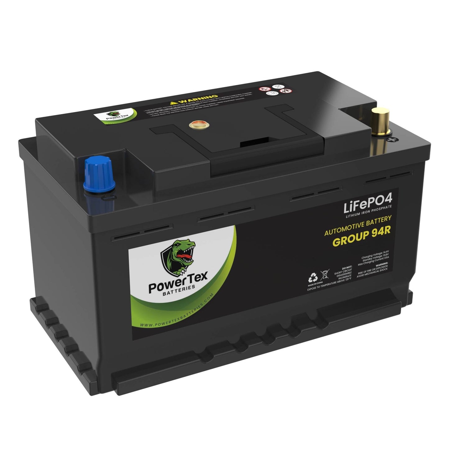 PowerTex 2022 GMC Sierra 2500 HD Car Battery BCI Group 94R / H7 Lithium LiFePO4 Automotive Battery - PTLG94R-831