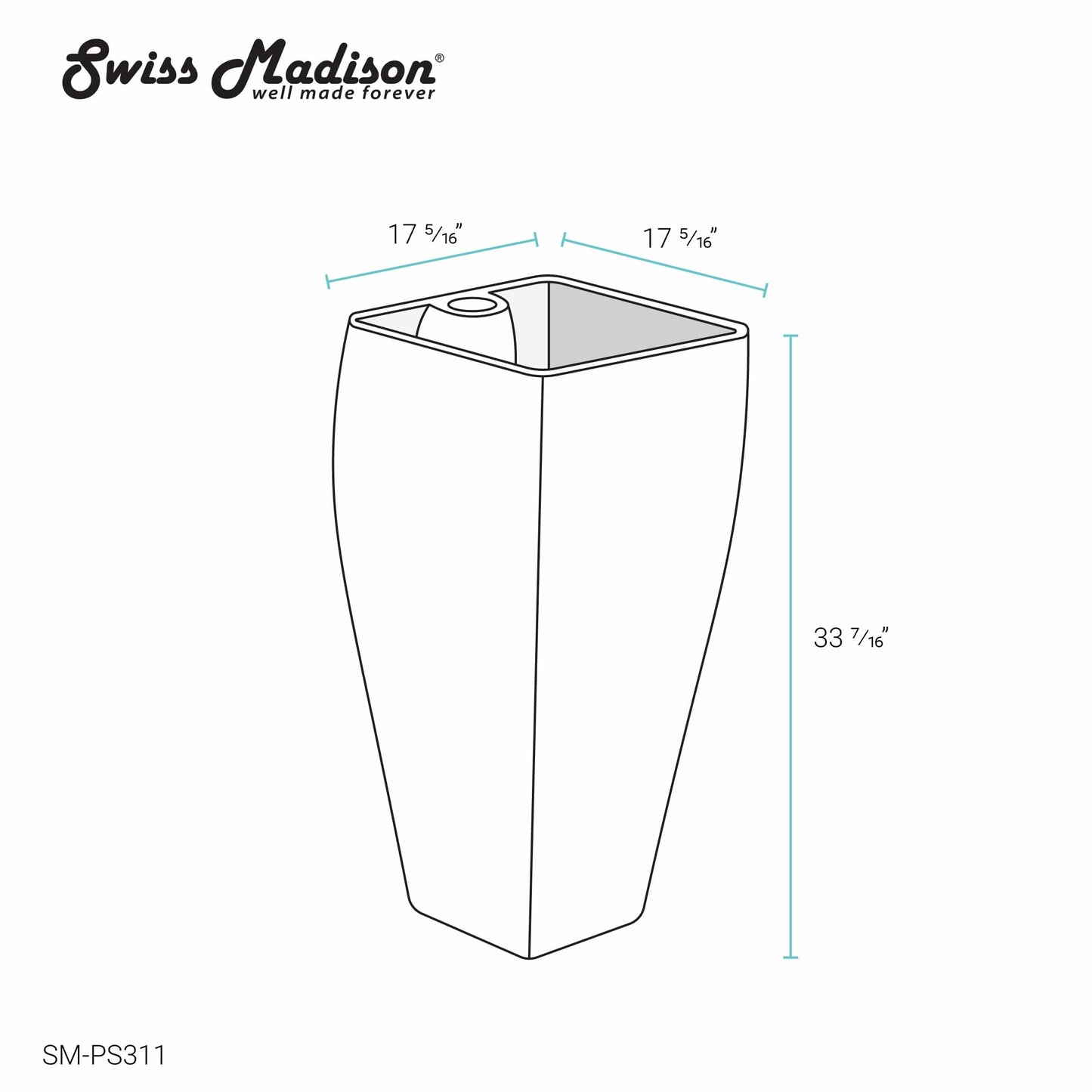 Swiss Madison Carré One-Piece Pedestal Sink - SM-PS311 - Backyard Provider