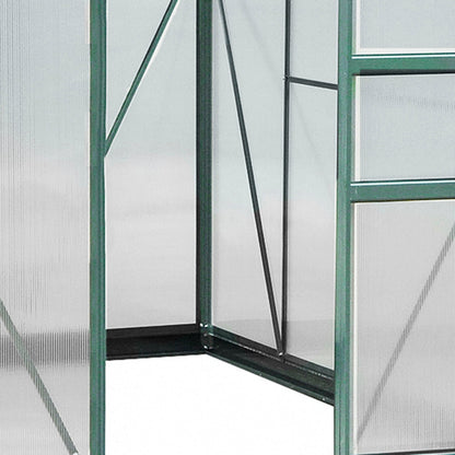 Outsunny BloomGreen 6' x 8' Greenhouse with Rain Gutter and Roof Vent Dark Green - 845-059
