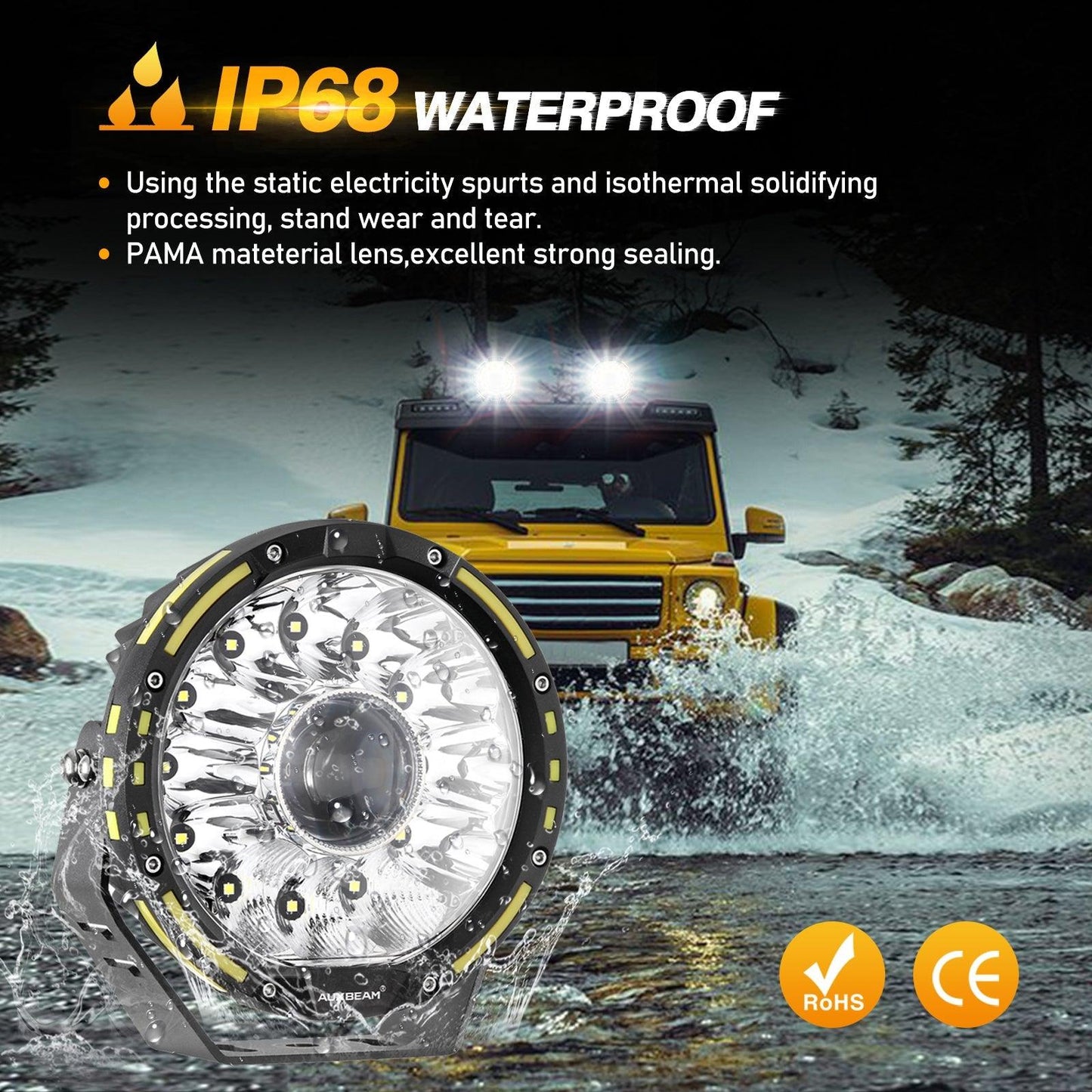 Auxbeam (2pcs/4pcs set) 7 Inch 230W 33332LM 360-PRO Series Custom Lens Offroad LED Driving Lights for 2008 Chevy Silverado 1500 Chevy Silverado 2500 3500 - GP00008379