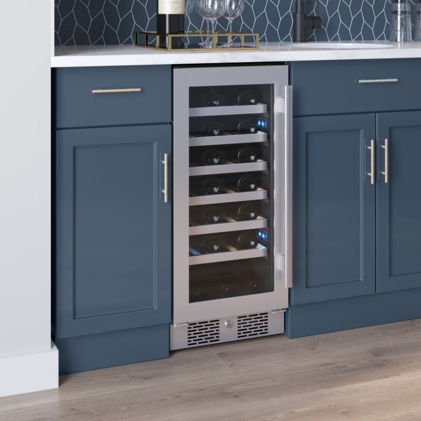 Avallon 15 Inch Wide 27 Bottle Capacity Single Zone Wine Cooler with Left Swing Door - AWC152SZLH