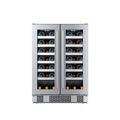 Avallon 24 Inch Wide 42 Bottle Capacity French Door Wine Cooler with LED Lighting - AWC242FD