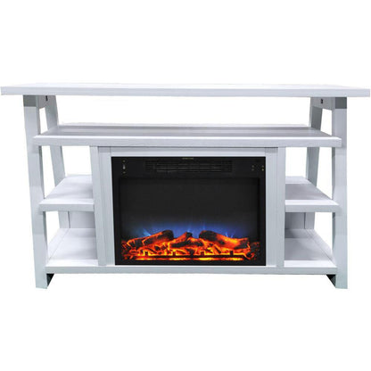 Cambridge 32-In. Sawyer Industrial Electric Fireplace Mantel with Realistic Log Display and LED Color Changing Flames, Mahogany, - CAM5332-1MAHLED