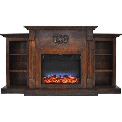 Cambridge Sanoma 72 In. Electric Fireplace in Cherry with Bookshelves and a Multi-Color LED Flame Display - CAM7233-1CHRLED