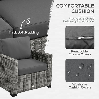 Outsunny 5 Piece Patio Furniture Set with Sofa, Loveseat, Storage Table, Cushions, Dark Gray - 860-309V00GG
