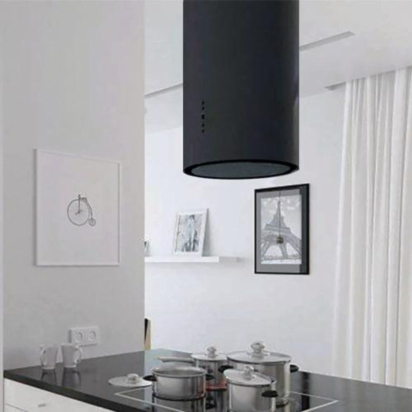 XO APPLIANCE XOCYLI16BC 600/395 CFM Designer Cylinder Island Black - XOCYLI16BC