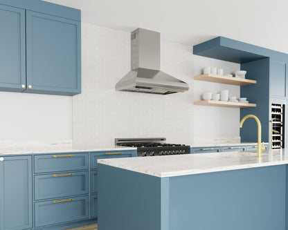 XO APPLIANCE XOVW48SC 48in Pro Wall Chimney Hood in Stainless Steel Rounded Lip 600/395 CFM in Stainless Steel - XOVW48SC