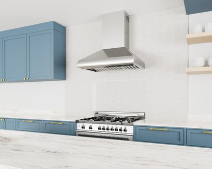 XO APPLIANCE XOVW48SC 48in Pro Wall Chimney Hood in Stainless Steel Rounded Lip 600/395 CFM in Stainless Steel - XOVW48SC