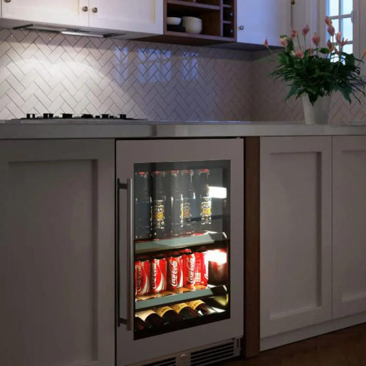 XO APPLIANCE XOU24BCGOR 24" Beverage Center, Panel Ready Glass, Right Hinge Custom Panel Ready - XOU24BCGOR