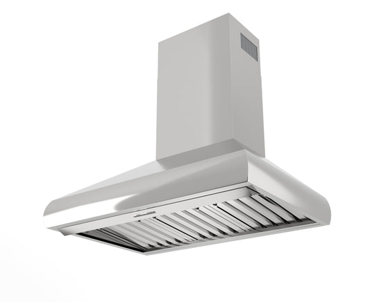 XO APPLIANCE XOVW48KSE 48in Pro Wall Chimney Hood in Stainless Steel Rounded Lip 1000 CFM in Stainless Steel - XOVW48KSE