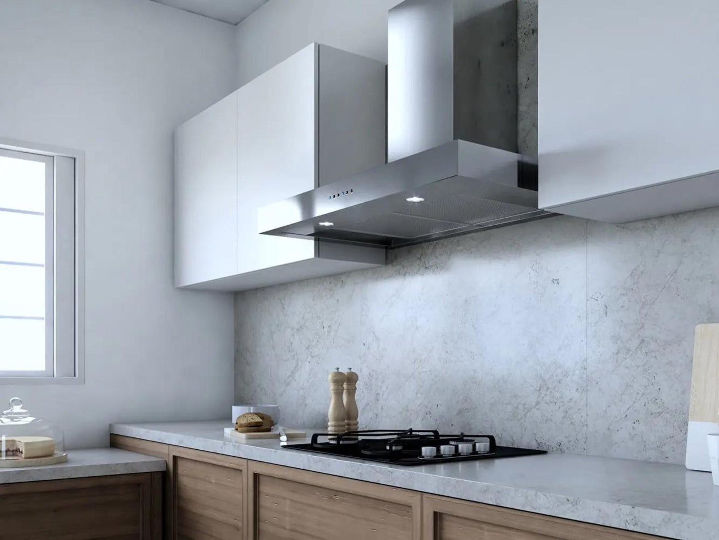 XO APPLIANCE XOR48SC 48" CCC 600/395 CFM Sleek Contemporary Italian Made Wall Mount Hood in Stainless Steel - XOR48SC