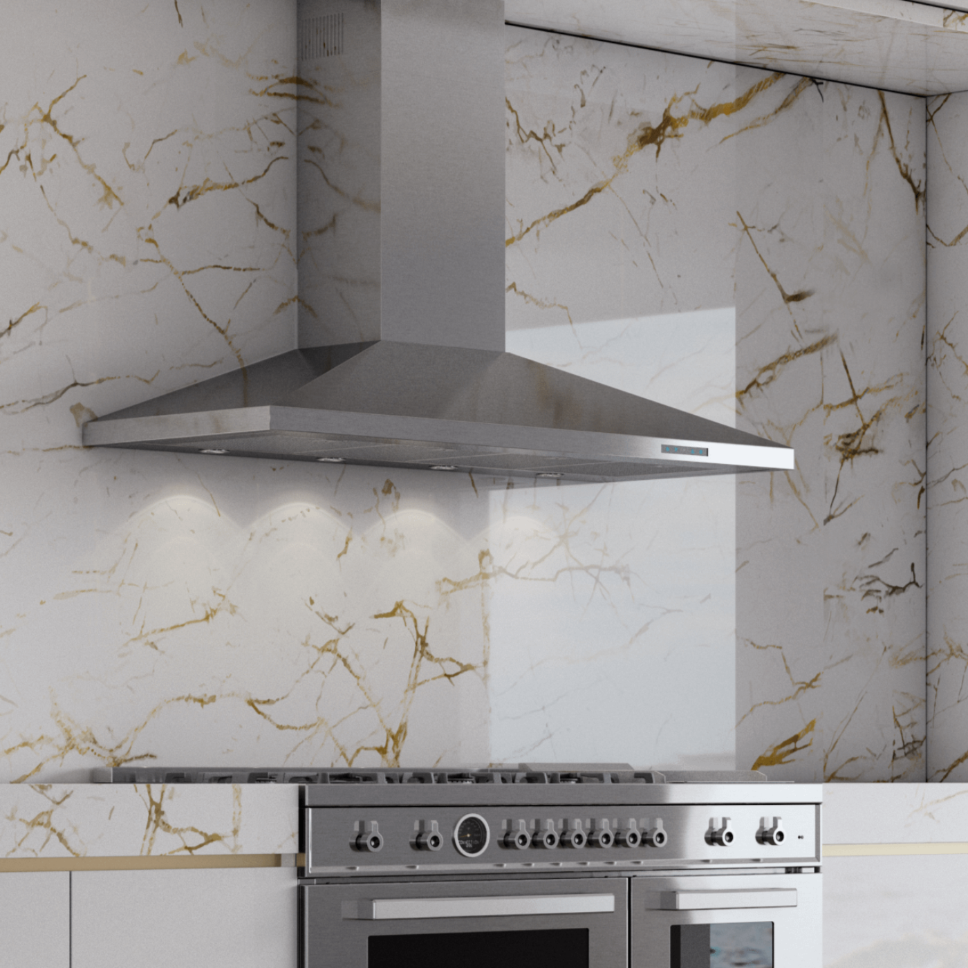 XO APPLIANCE XOV48KSE 48" 1000 CFM Italian Made Wall Chimney Range Hood in Stainless Steel - XOV48KSE