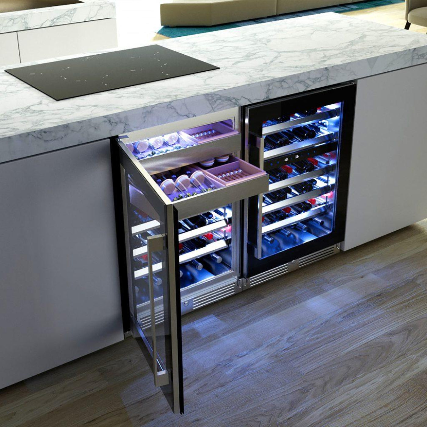 XO APPLIANCE XOU24WWGBR Wine and Weed 24" Black Glass, Right Hinge Black - XOU24WWGBR