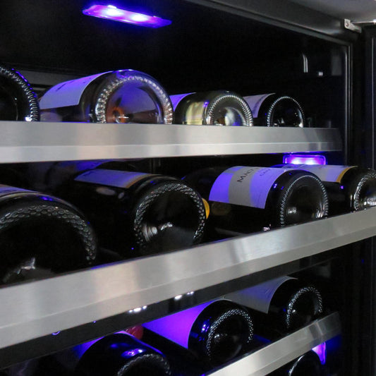 XO APPLIANCE XOU24WDZGBL Dual Zone Wine Cooler, 24" Black Glass, Left Hinge Black - XOU24WDZGBL