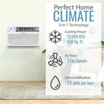 Keystone - 12,000 BTU Through the Wall Air Conditioner,EStar,115V, R32Thru-the-Wall - KSTAT12-1D