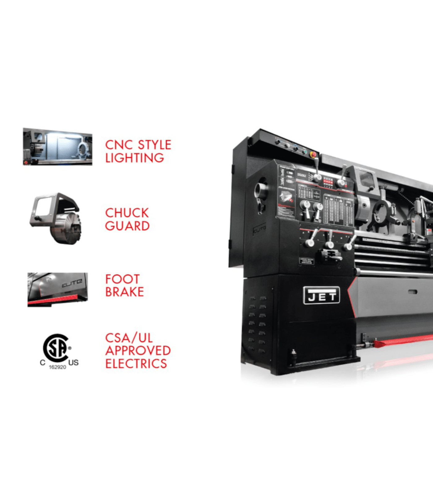 JET Elite Lathe E-1340VS with Newall DP700 DRO with Taper Attachment - JT9-892420