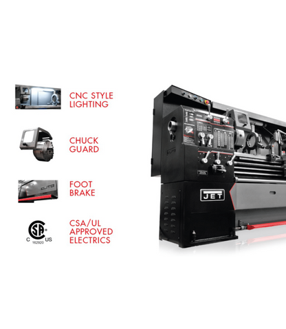 JET Elite Lathe E-1340VS with Taper Attachment and Collet Closer - JT9-892402