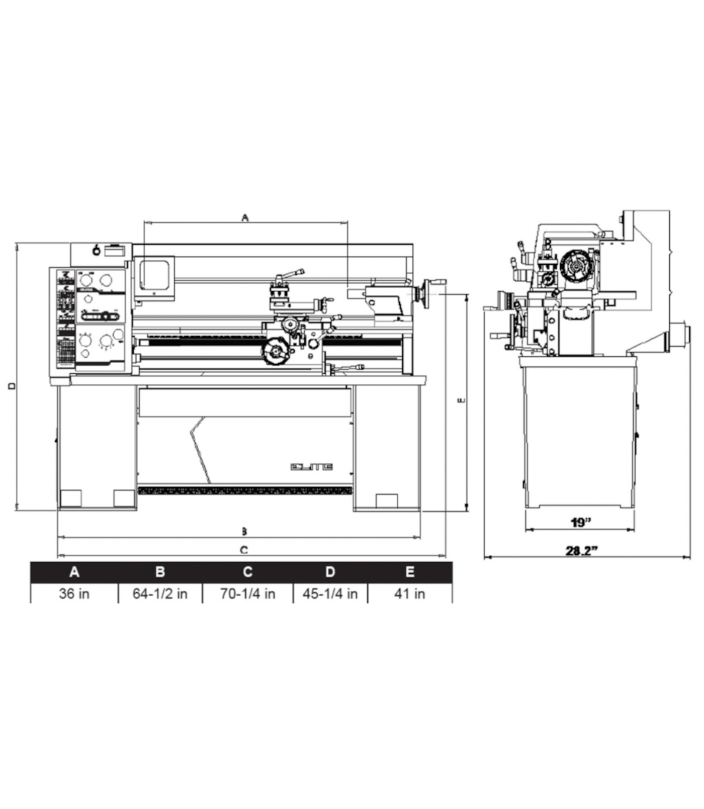 JET Elite Lathe E-1340VS with Newall DP700 DRO with Taper Attachment and Collet Closer - JT9-892422