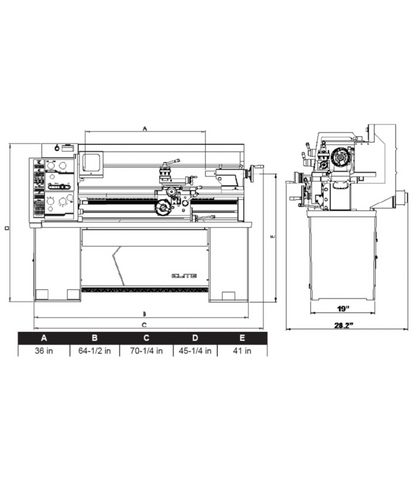 JET Elite Lathe E-1440VS with ACU-RITE 303 DRO with Taper Attachment and Collet Closer - JT9-892464