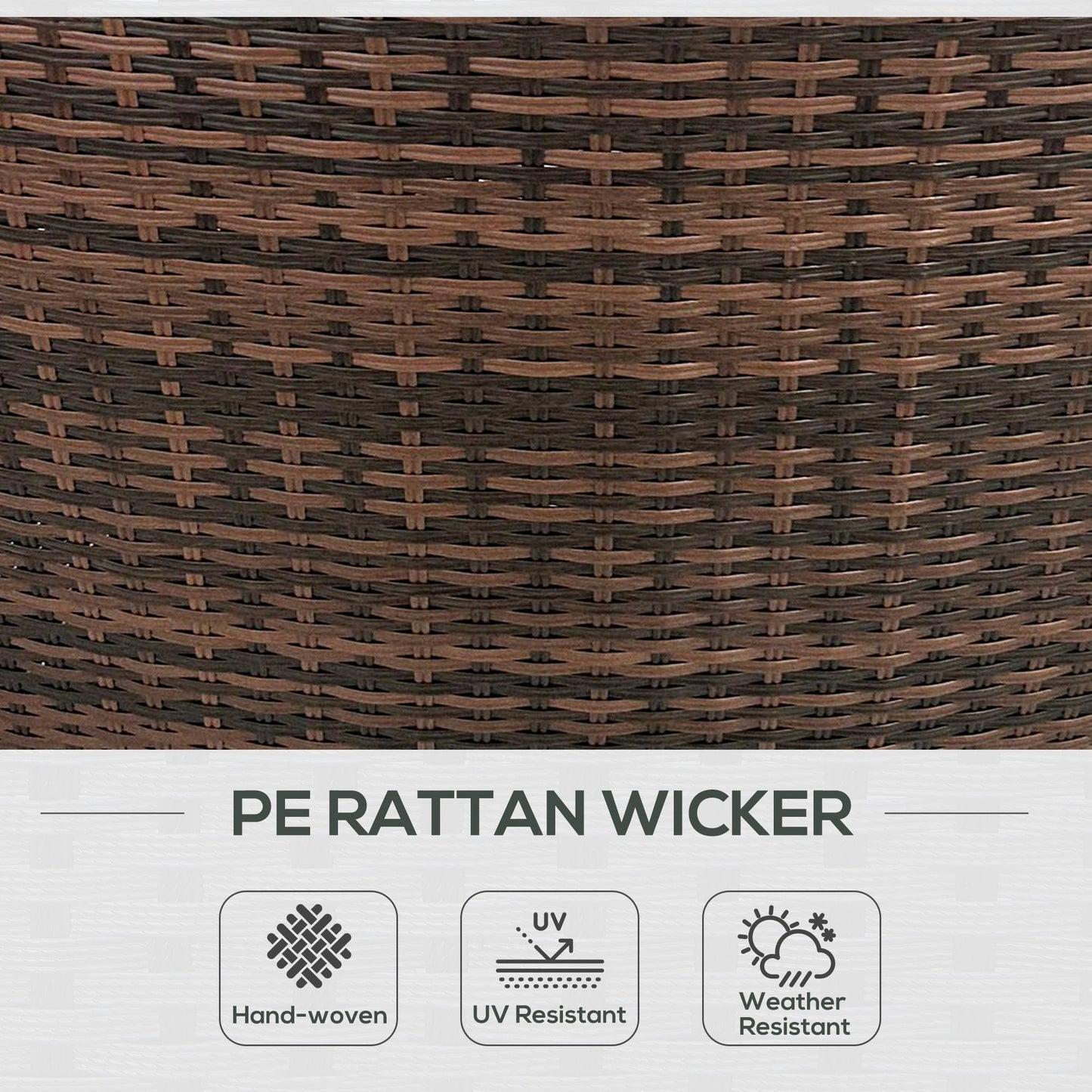 Outsunny 8PC Outdoor Conversation Set w/ 4 Rattan Sofa Chairs, 4 Tables & Umbrella Hole, Mixed Brown - 860-310V00MB