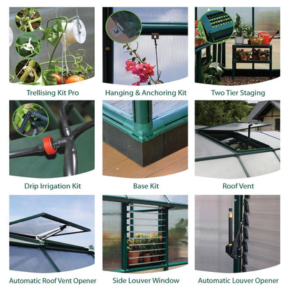 Palram - Canopia | Prestige 8x8 ft Clear Greenhouse Kit Package With 0.8mm Polycarbonate Glazing - HG7308C