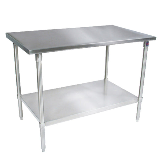 John Boos ST6-2484SSK 84"W x 24"D Stainless Steel Work Table Adjust. Undershelf - JBST62484SSK